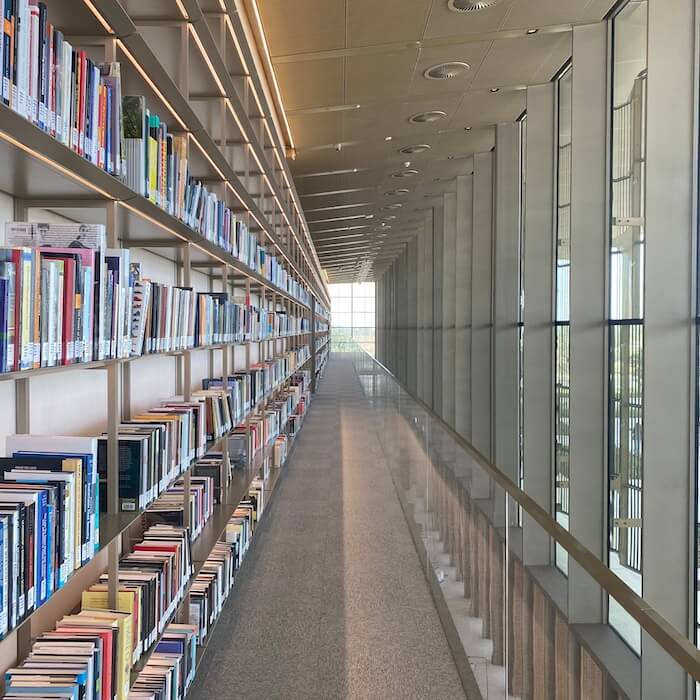 bookshelves at house of wisdom library in sharjah