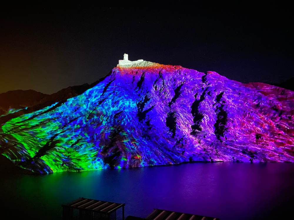 Mountain lit up at Al Rafisa in Sharjah Light Festival 2023