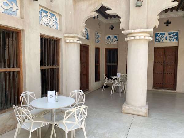 Outdoor terrace at Fen cafe in Al Mureijah Art Spaces