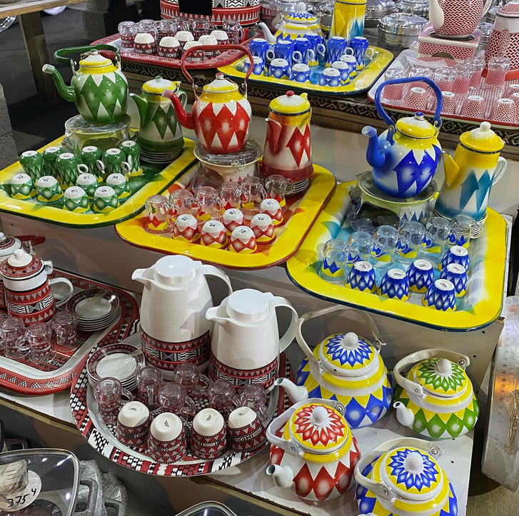 Friday Market stall selling Emirati tea sets