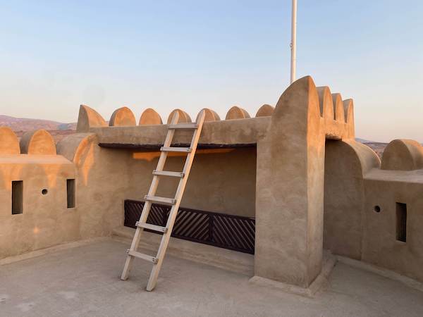roof of habhab watchtower with ladder to platform