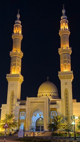 Al Maghfirah Mosque Sharjah at night