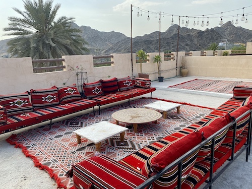 Al Qalaa Lodge roof terrace - unique places to stay in UAE
