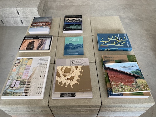 Books in reading room at Sharjah Architecture Triennial 2023