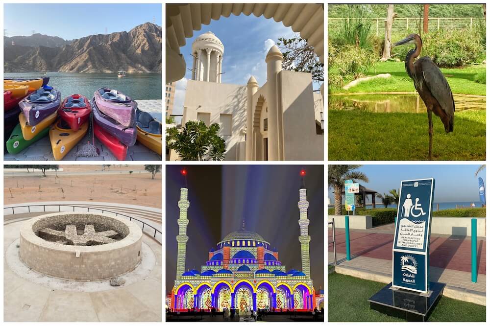 collage of photos around the emirate of Sharjah. Underrated travel destinations middle east 2024