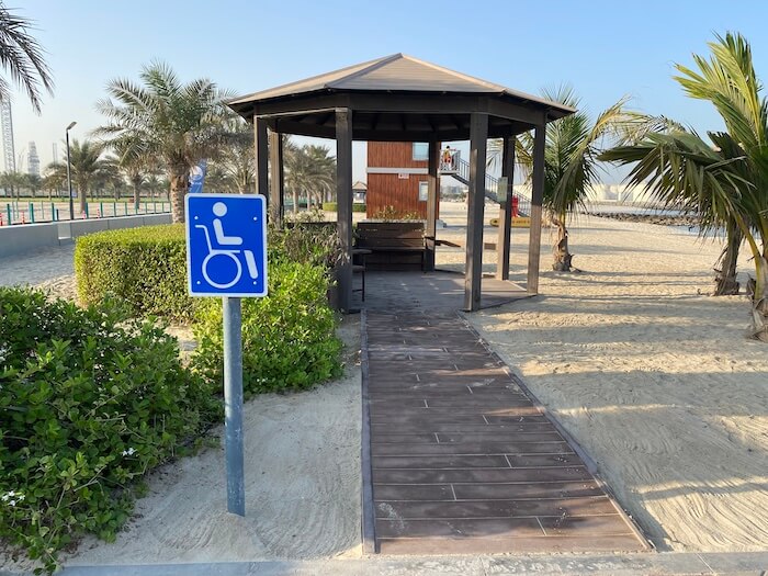Disabled access to gazebo at Al Hamriyah Beach, Sharjah disabled beach access