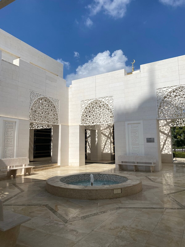 courtyard and fountain at Amna Bint Ahmad Al Ghurair Mosque Ajman
