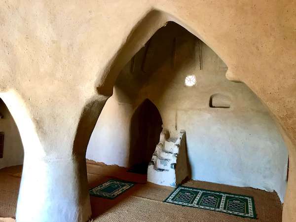 mihrab, minbar and arches inside Bidya Mosque Fujairah