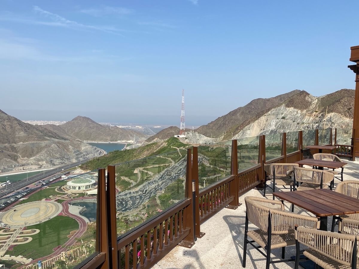 view of mountain park from terrace at Kalba Hanging Gardens